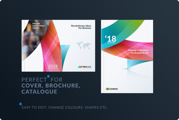 Set of design brochure, abstract annual report, horizontal cover