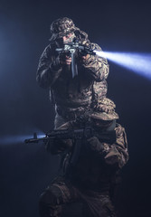 Elite squad soldiers with weapons and ammunition