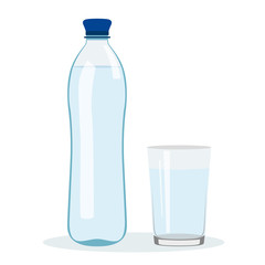 A bottle of water. Glass. Healthy Lifestyle.