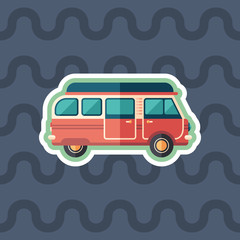 Travel van sticker flat icon with color background.