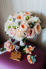 Flower wedding bouquet from roses.