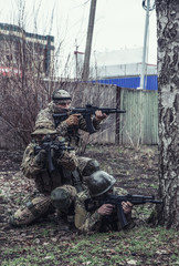 Elite squad soldiers with weapons and ammunition