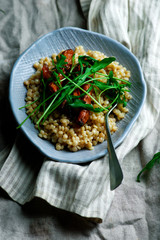 roast carrot and fregola salad..selective focus