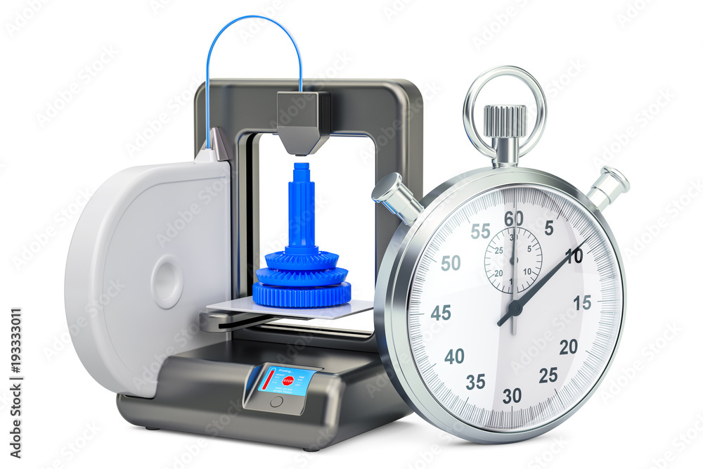 Poster fast printing on 3d printer concept, 3d rendering