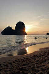 Sunset over West Railay Beach in Krabi, Thailand