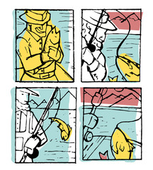Fishing poster set