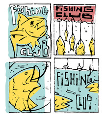 Fototapeta premium Fishing poster set