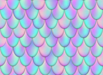 Creative vector illustration of holographic mermaid tail background isolated on transparent background. Art design mesh gradient magic fish skin. Abstract concept graphic water-nymph element