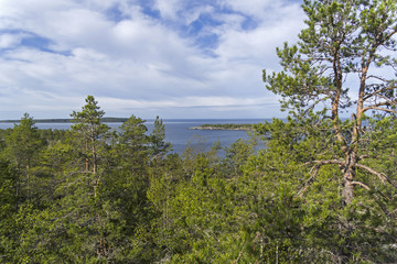 A typical landscape on the northern shores of Lake Ladoga. Karelia, Russia.