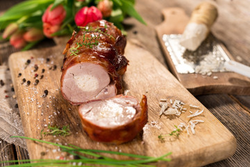 Stuffed Pork Fillet With Horseradish and prosciutto