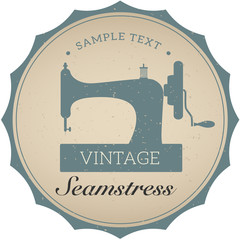 Vintage emblem of retro sewing machine