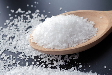 Sea Salt In Wooden Spoon