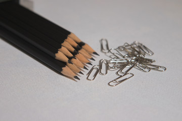 pencils and paperclips for drawing and paint