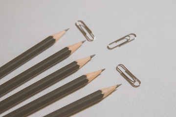 pencils and paperclips for drawing and paint