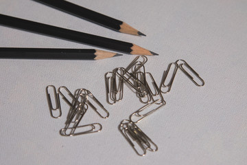 pencils and paperclips for drawing and paint