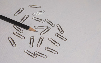 pencils and paperclips for drawing and paint