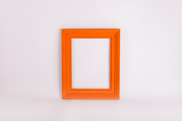 Orange picture frame on white background
