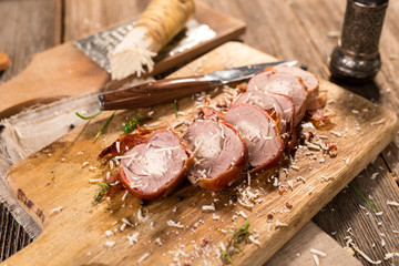 Stuffed Pork Fillet With Horseradish and prosciutto