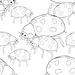 coloring seamless pattern  is ladybug insect nature.  illustration