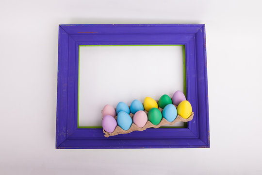 Easter Eggs In Purple Picture Frame