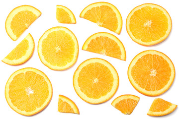 Fototapeta premium healthy food. sliced orange isolated on white background top view