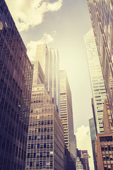 Fototapeta na wymiar Vintage toned picture of Manhattan skyscrapers, New York City, USA. 