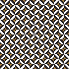 Seamless vector vintage intersecting black and gold square triangle pattern background