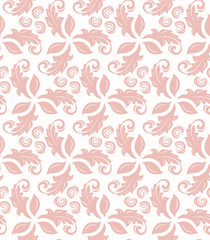 Floral pink ornament. Seamless abstract classic background with flowers. Pattern with repeating elements
