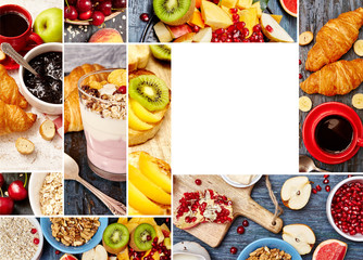 Collage of breakfast photo with white space for text.