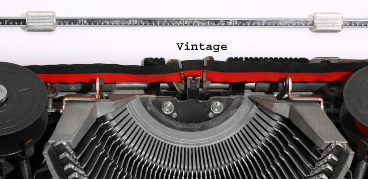 VINTAGE written with the old typewriter on page