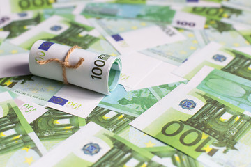 background of Euro currency, Euro rolls