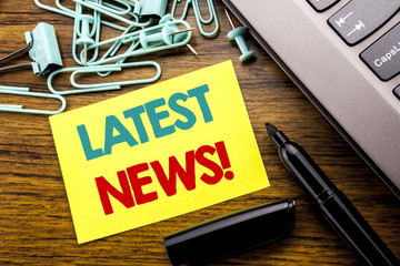 Handwriting Announcement text showing Latest News. Business concept for Fresh Current New Story...