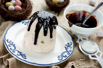 Easter quark dessert with chocolate
