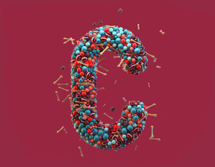 Letter with small chocolate skulls and sugar bones