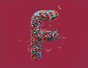 Letter with small chocolate skulls and sugar bones