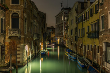 View of the channels and old palaces in  Venice at night - 5