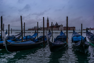 Gondolas in the morning in Venice before the tourist arrival - 2