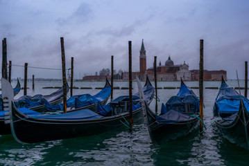 Obraz na płótnie Canvas Gondolas in the morning in Venice before the tourist arrival - 3