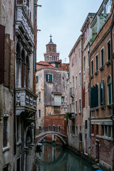 View of the channels and old palaces in Venice in the morning -  13