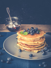 perfect soft and fluffy pancakes with extra fresh blueberries