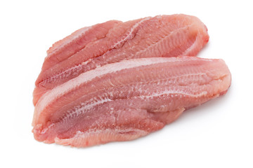 Fillet of Fish Pangasius. Isolated on white background.