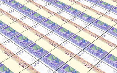 West African CFA francs bills stacked background. 3D illustration.