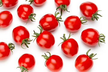 Plum tomatoes isolated on white background. Top view