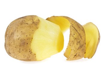 Potato with peel isolated on a white background