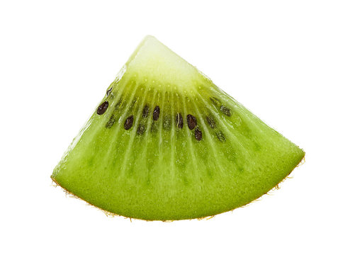 Sliced kiwi fruit segment isolated on white background