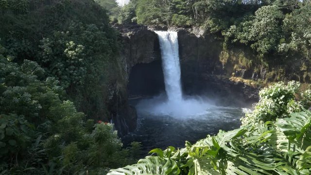 a 4K 60p shot of rainbow falls in hilo on the big island of hawaii in the united states of america