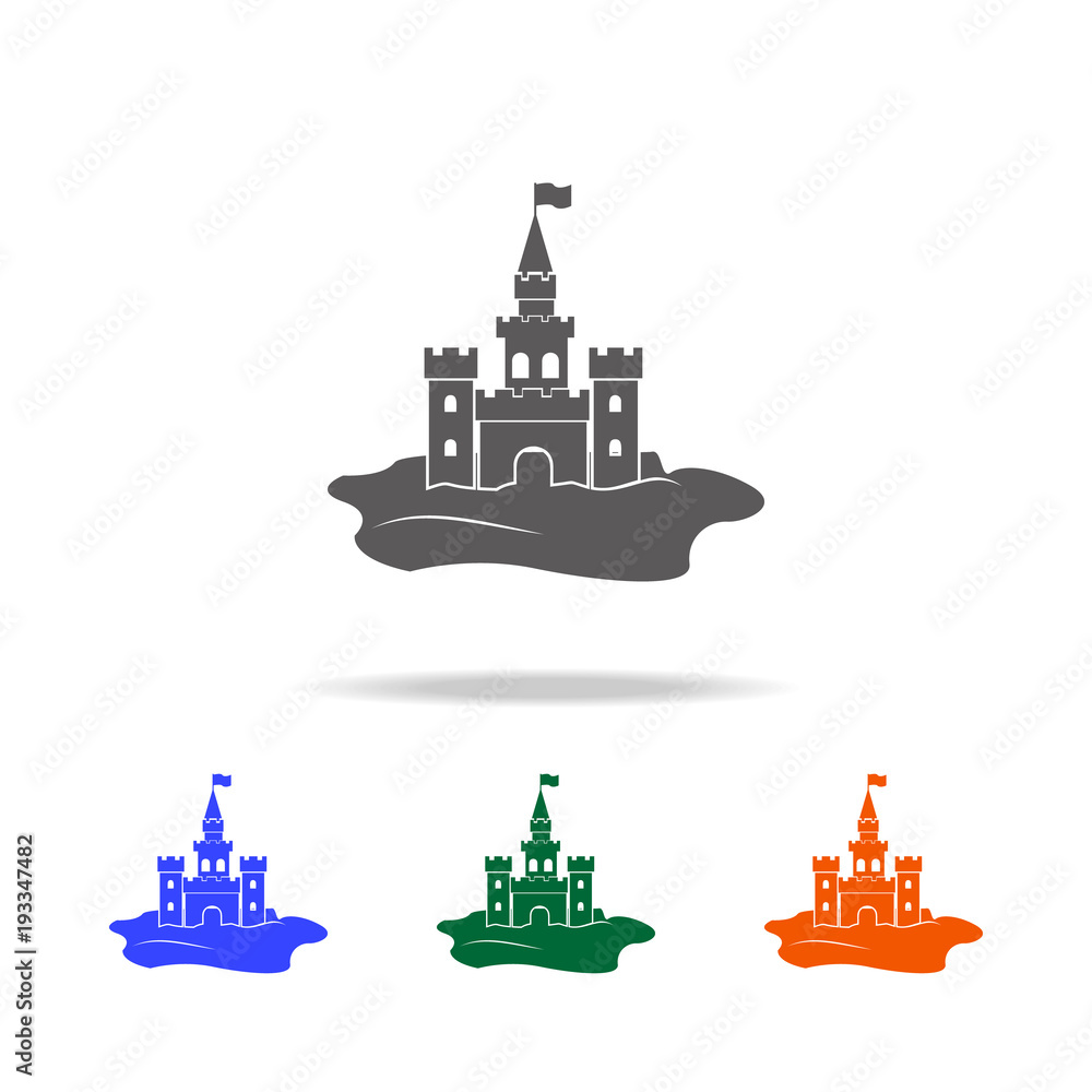 Poster sand castle icon. element of beach holidays multi colored icons for mobile concept and web apps. thi
