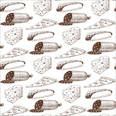 Food sketch vector natural menu restaurant fresh hand drawn product and kitchen doodle meal cooking cuisine sketchy organic seamless pattern background illustration.