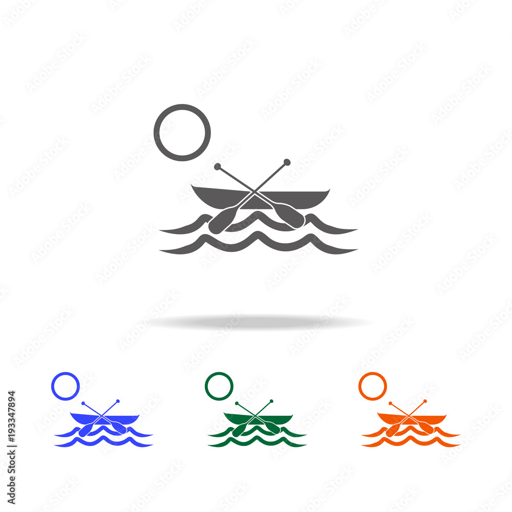 Poster Boat with paddle icon. Element of Beach holidays multi colored icons for mobile concept and web apps. Thin line icon for website design and development, app development