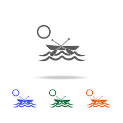 Boat with paddle icon. Element of Beach holidays multi colored icons for mobile concept and web apps. Thin line icon for website design and development, app development